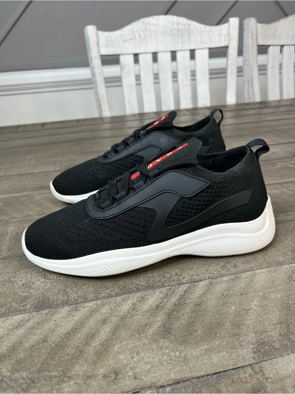 PRADA Calzature Donna Black knit Sneakers Size 37 / 6.5 Women’s